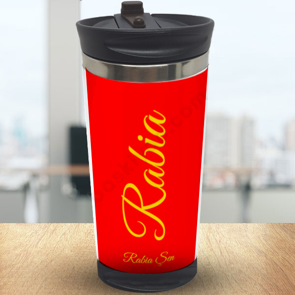 Sarı Kırmızı Tasarımlı Termos online tasarla