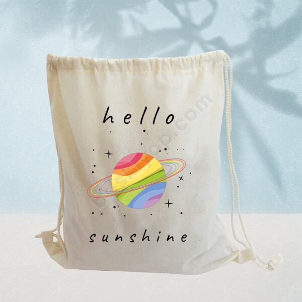 Satürn Tasarımlı İp Büzgülü Bez Çanta online tasarla