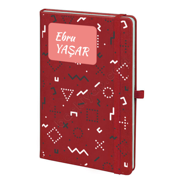 Şekiller 2 Tasarımlı Kırmızı Ajanda online tasarla