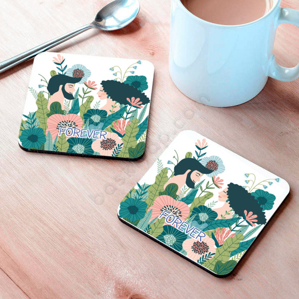 Sevgili Desenli Bardak Altlığı online tasarla