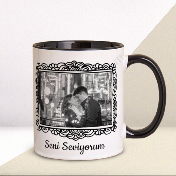 Sevgililer Günü Fotoğraflı Çerçeve Tasarım Kupa online tasarla