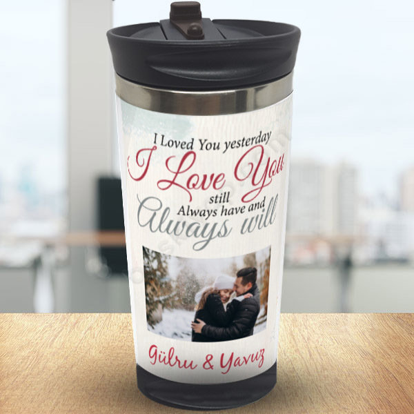 Sevgililer Günü I Love You Tasarım Termos online tasarla