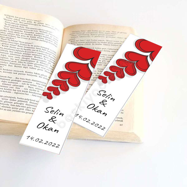 Sevgililer Günü Kalp Tasarımlı Kitap Ayracı online tasarla
