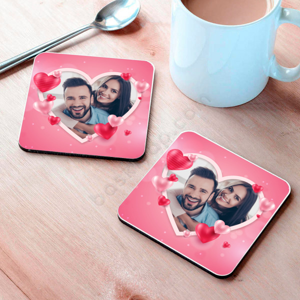 Sevgililer Gününe Özel Fotoğraflı Ahşap Bardak Altlığı online tasarla