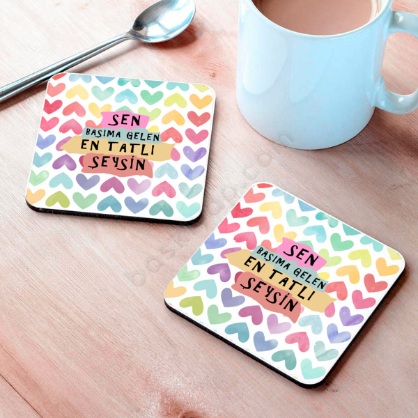 Sevgililer Gününe Özel Bardak Altlığı online tasarla