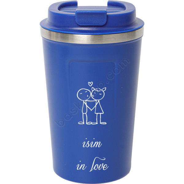 Sevgililer Gününe Özel Lacivert Kilitli Çelik Termos Mug online tasarla