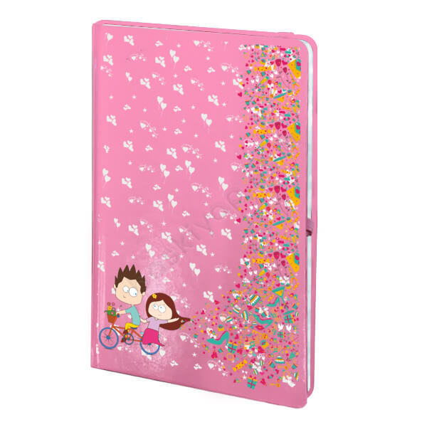 Sevgililer Tasarımlı Pembe Ajanda online tasarla