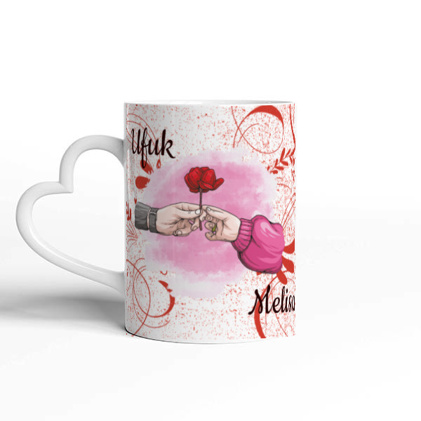 Sevgililere Özel Kalpli Beyaz Kupa Bardak online tasarla