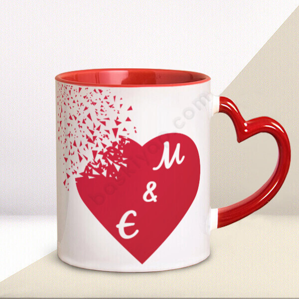 Sevgiliye Harfli Kalp Kulplu Kupa online tasarla