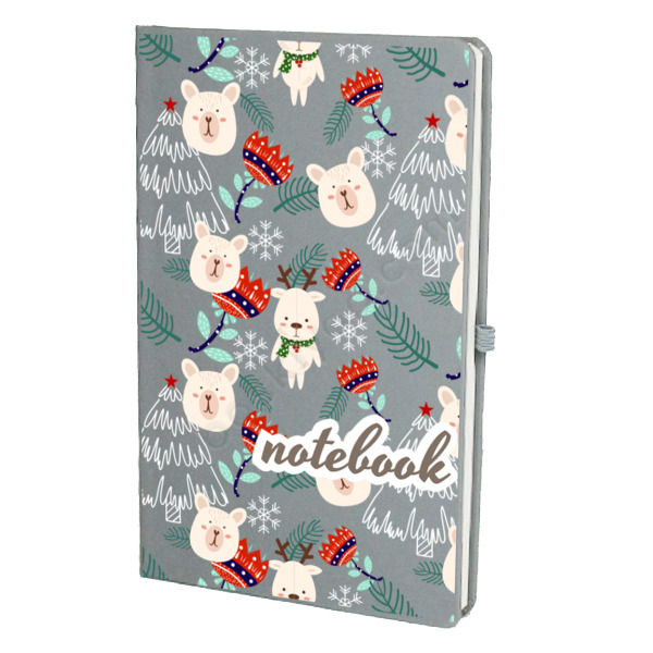 Sevimli Ayı Tasarım Gri Ajanda – Tarihsiz Çizgili Gri Ajanda/Defter 13X21Cm tasarımı