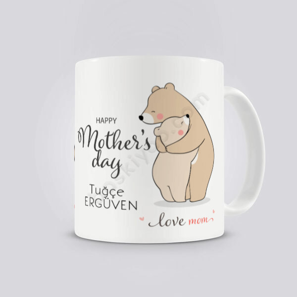 Sevimli Ayıcıklar Anneler Günü Temalı İsme Özel Baskılı Kupa 2 online tasarla