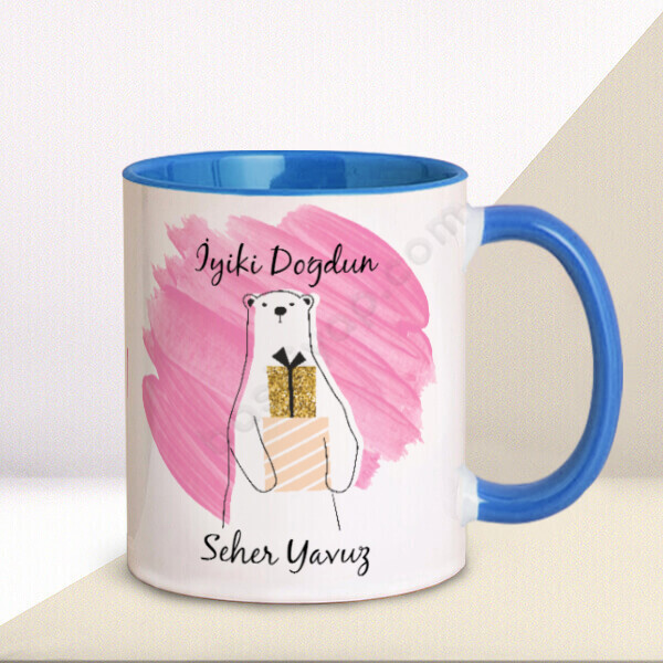 Sevimli Doğum Günü Tasarımlı Mavi Kupa online tasarla