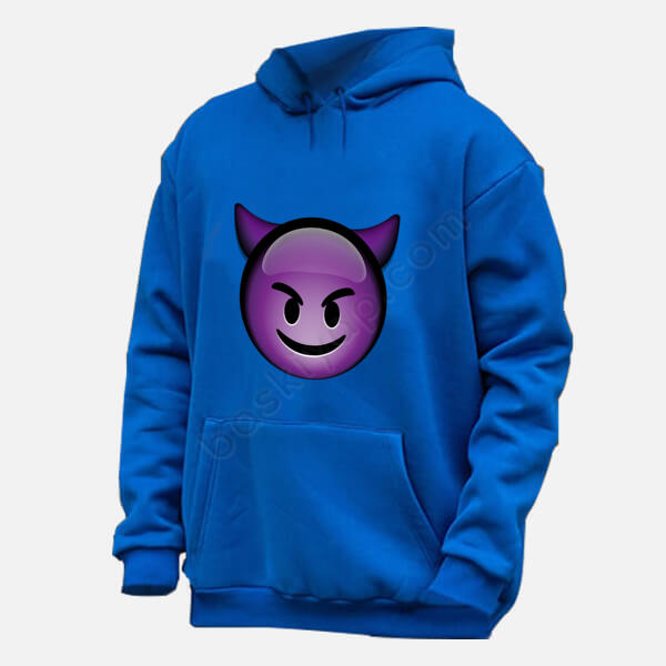 Şeytan Emoji Baskılı Renkli Sweatshirt online tasarla