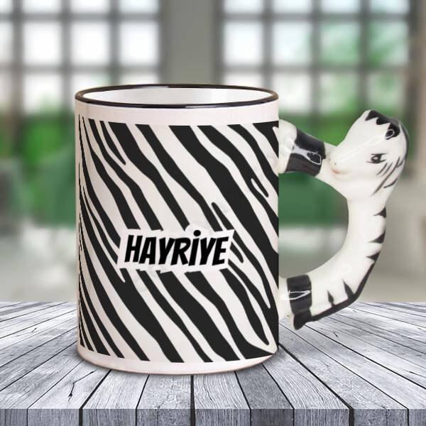 Siyah Beyaz Desen At Kulplu Kupa online tasarla