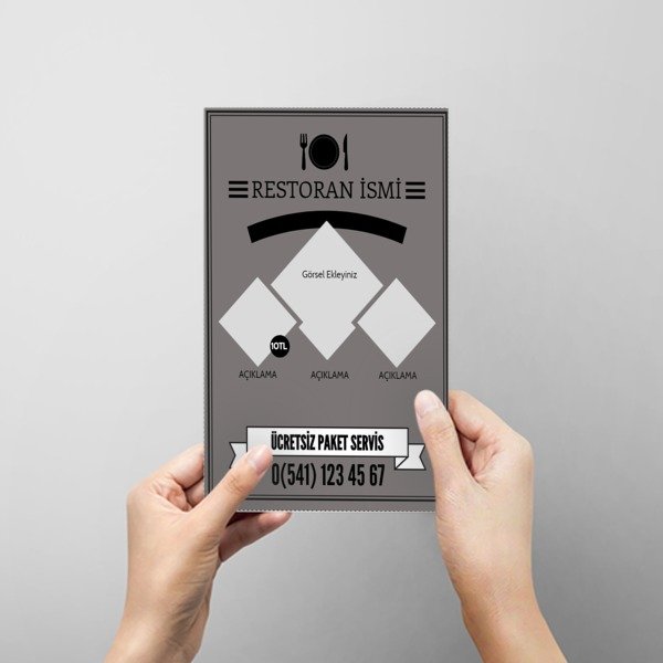Siyah Beyaz Gri Restoran online tasarla