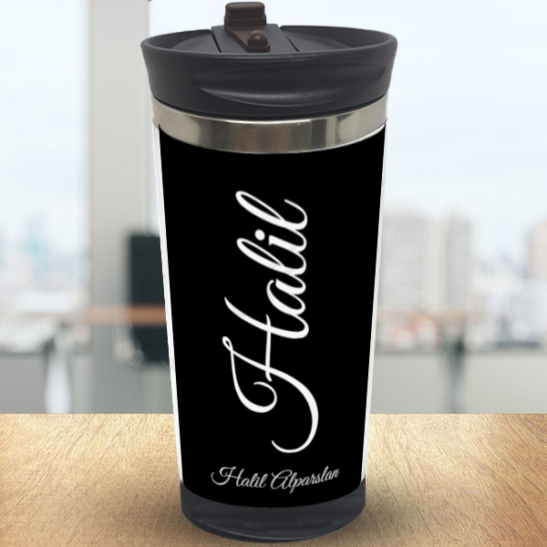 Siyah Beyaz Tasarımlı Termos online tasarla