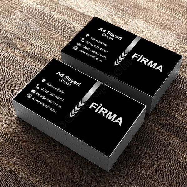 Siyah-Gümüş Desenli Tek Yön Kartvizit online tasarla