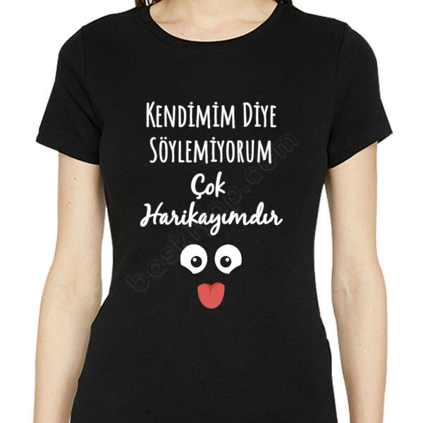 Özlü Sözler Tasarımlı Siyah Kadın Tişört online tasarla
