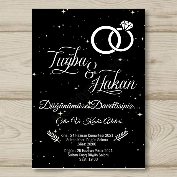 Siyah Yüzük Detaylı Davetiye online tasarla
