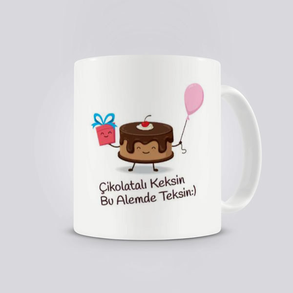 Sloganlı Çikolatalı Kek online tasarla