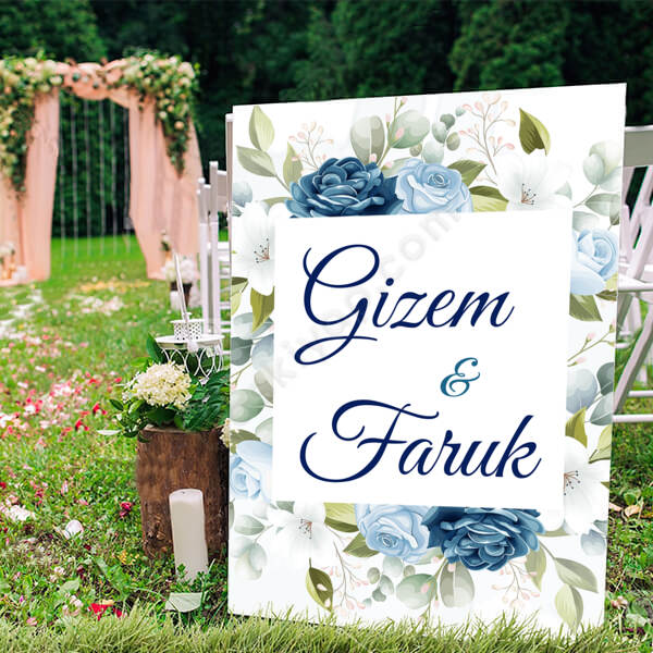 Söz Nişan Düğün Ayaklı Pano Çiçekli online tasarla