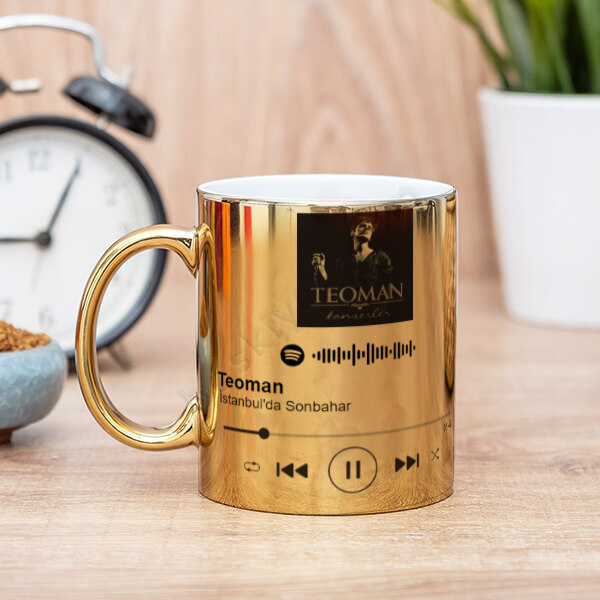 Spotify Baskılı Gold Kupa Bardak online tasarla
