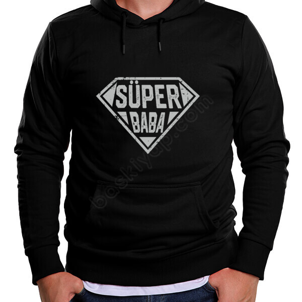 Süper Baba Baskılı Hoodie online tasarla