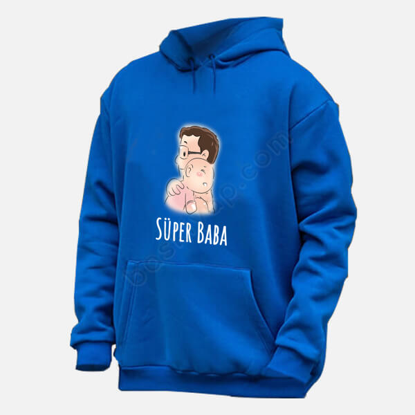 Süper Baba Baskılı Renkli Hoodie online tasarla