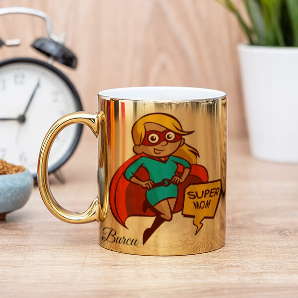 Süper Mom Baskılı .Gold Kupa online tasarla