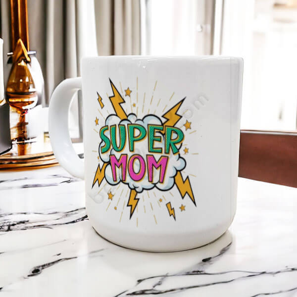 Supermom Baskılı Porselen Kupa – Porselen Bella Beyaz Kupa Bardak tasarımı