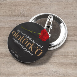 10 Kasım Tasarım 3 Baskılı Buton Rozet online tasarla