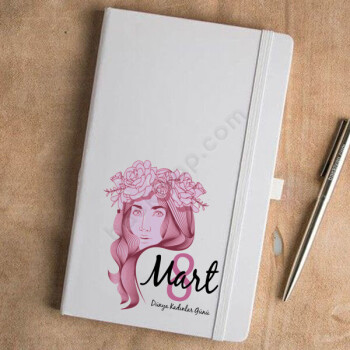 13X21Cm Tarihsiz Beyaz Kadınlar Günü Temalı Ajanda online tasarla