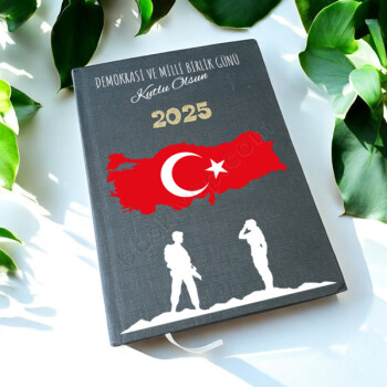15 Temmuz Kişiye Özel 2025 Siyah Ajanda Defter online tasarla
