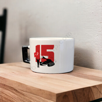 15 Temmuz Özel Kendin Tasarla Siyah Kulplu Baskılı Fincan online tasarla