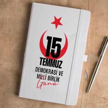 15 Temmuz Özel Tarihsiz Beyaz Ajanda / Defter 13X21Cm online tasarla