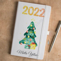 2022 Çam Ağacı Tasarımlı Beyaz Ajanda online tasarla