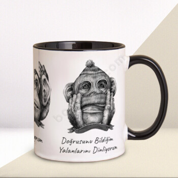 3 Maymun Tasarım  Baskılı Kupa online tasarla