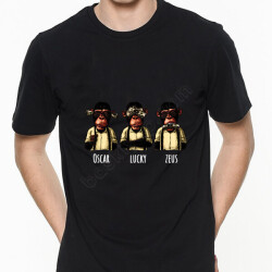 3 Maymun Tasarım Baskılı Siyah Erkek Tişörtü online tasarla