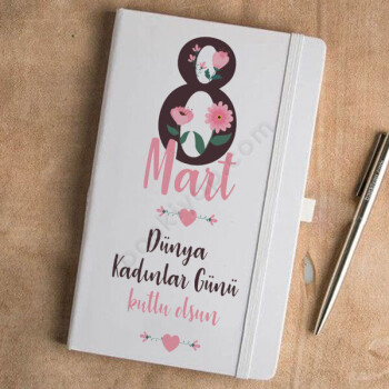 8 Mart Kadınlar Günü Tasarım Beyaz Ajanda online tasarla