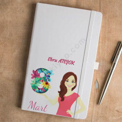 8 Mart Tasarım Beyaz Ajanda online tasarla