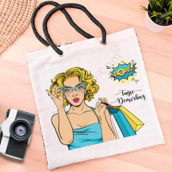 Alışveriş Çantalı Pop Art Tasarımlı Bez Çanta online tasarla