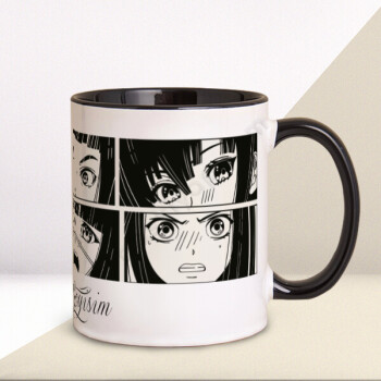 Anime Karakterli Siyah Kupa Bardak online tasarla