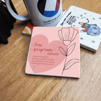 Anneler Gününe Özel Doğal Taş Bardak Altığı online tasarla