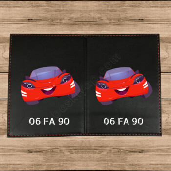 Araba Tasarımlı Termo Deri Siyah Ruhsat Kabı online tasarla