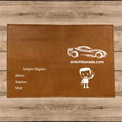 Araç Galeri Firmalarına Özel Termo Deri Kahverengi Ruhsat Kabı 2 online tasarla