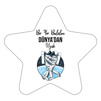 Astronot Temalı Yıldız Şekilli Pleksi Anahtarlık online tasarla