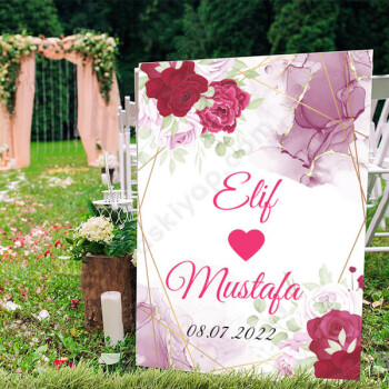 Pembe Çiçekli Ayaklı Pano online tasarla