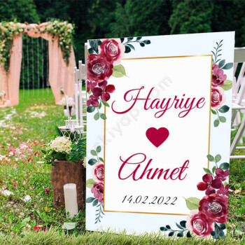 Mavi Desenli Çiçekli Ayaklı Pano online tasarla