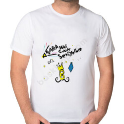 Baba Seni Çok Seviyorum Baskılı Beyaz Tişört online tasarla