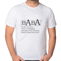 Baba Yazılı Beyaz Erkek Tişört 2 online tasarla